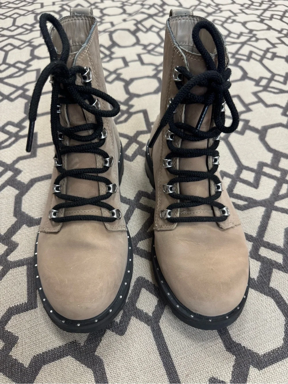 SOREL Lennox Lace Waterproof Suede Combat Moto Lug Boots Sandy Tan 7.5